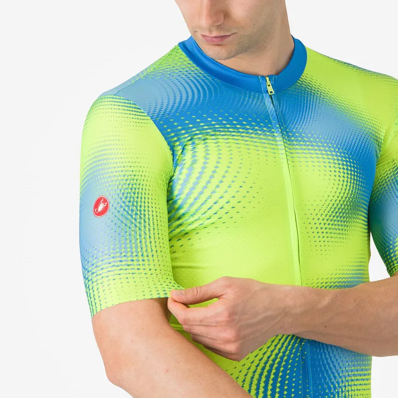 Castelli Vortice Men's Short Sleeve Jersey - Aquamarine/Electric Lime-2