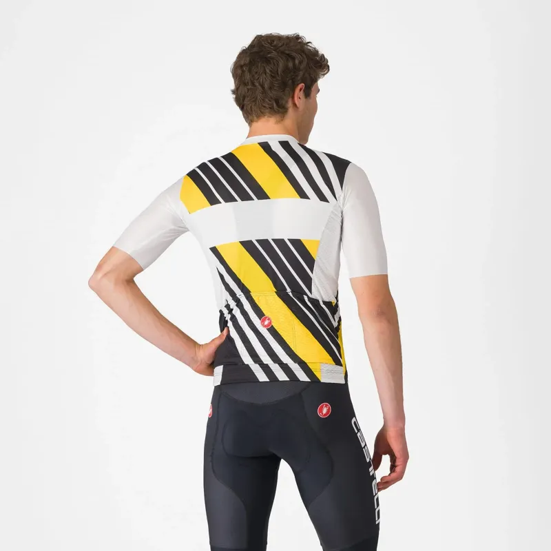 Castelli Heritage Men's Short Sleeve Jersey - Black/White/Yellow-1
