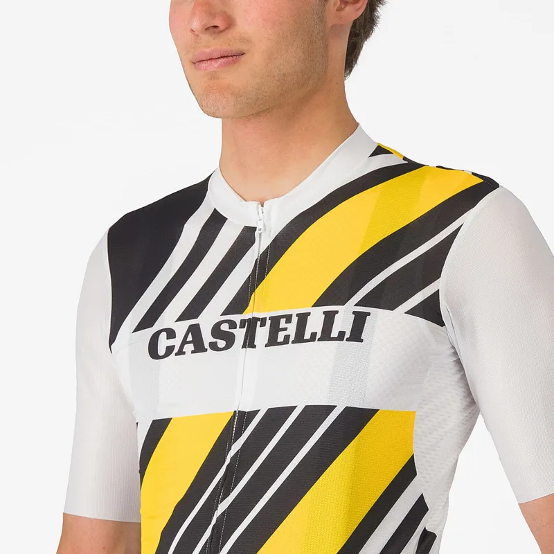 Castelli Heritage Men's Short Sleeve Jersey - Black/White/Yellow-2