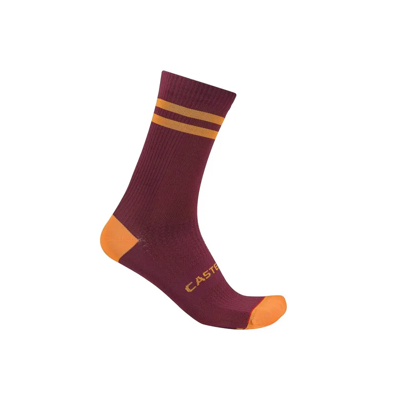 Castelli Originale 18 Socks - Bordeaux/Vivid Orange