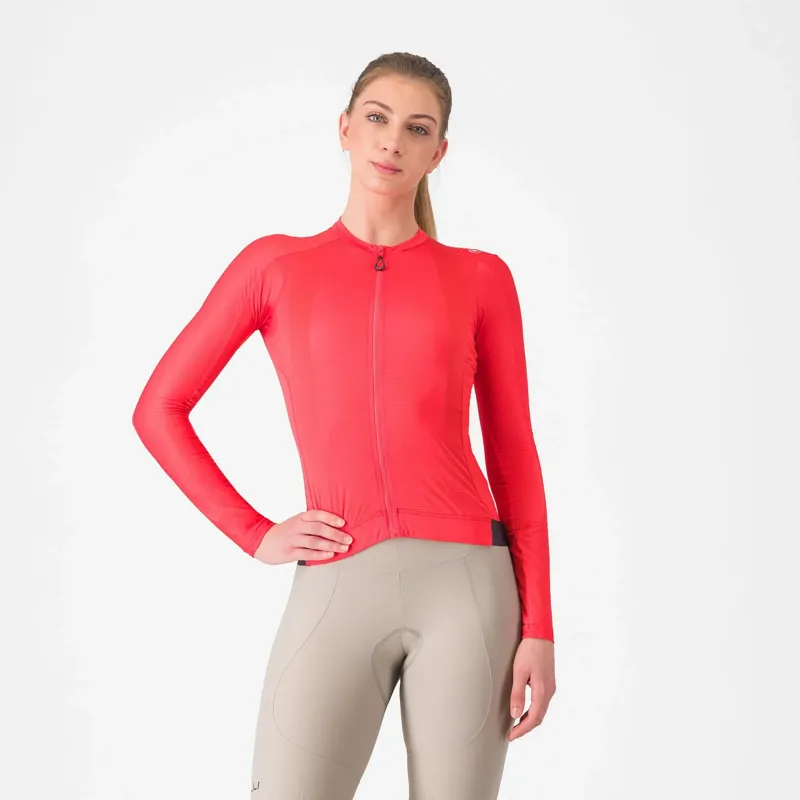 Castelli Espresso Women's Long Sleeve Jersey - Hibiscus/Dark Grey