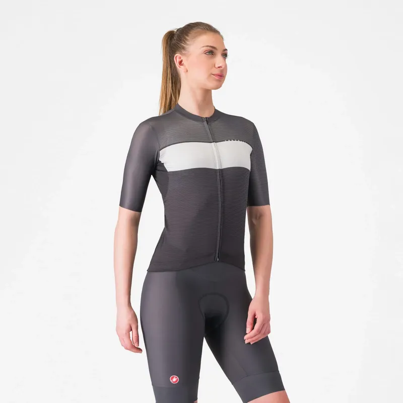 Castelli Elegante Women's Short Sleeve Jersey - Black/Silver/Dark Grey