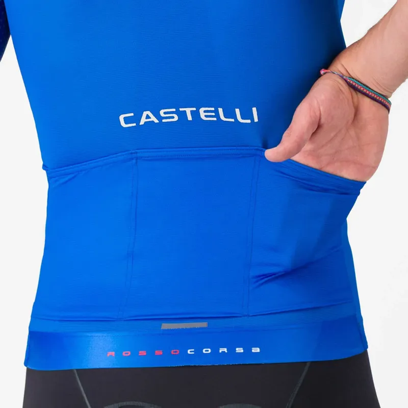 Castelli Aero Race 8S Men's Short Sleeve Jersey - Azzurro Italia-4