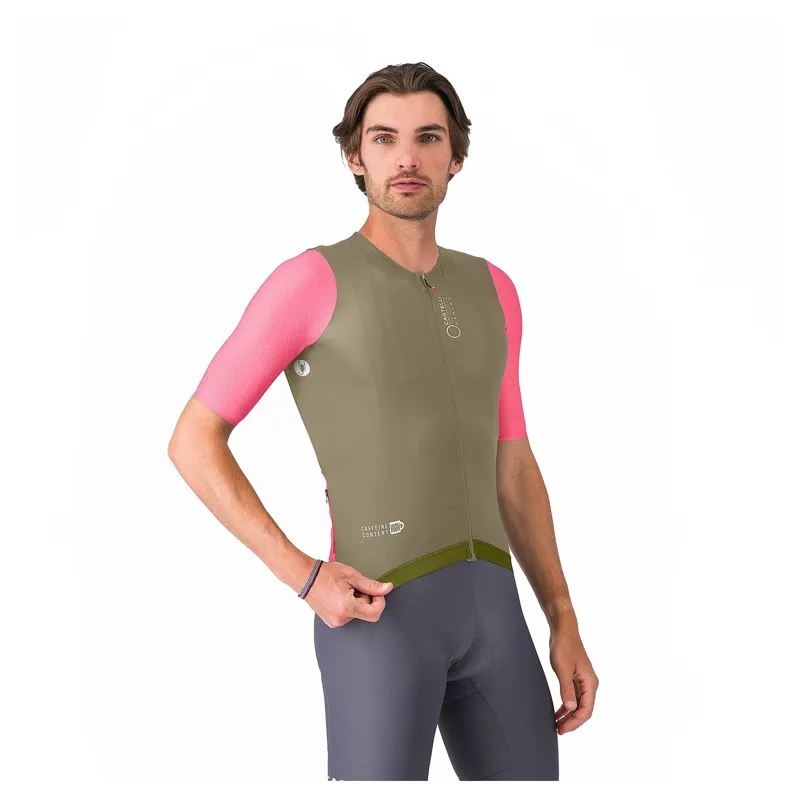 Castelli Corretto Men's Short Sleeve Jersey - Elmwood/Rosa Giro/White