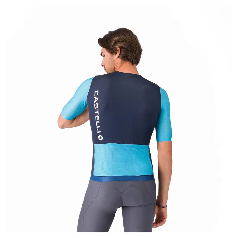 Castelli Corretto Men's Short Sleeve Jersey - Belgian Blue/Blue Fiamma/White-1