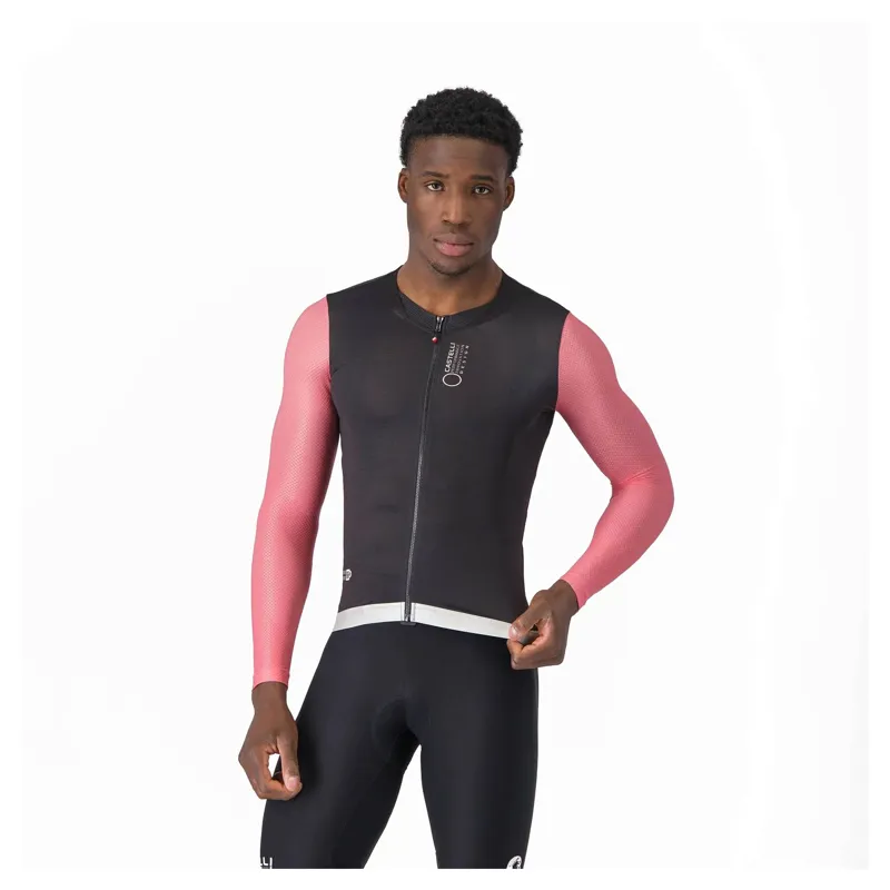 Castelli Corretto Men's Long Sleeve Jersey - Black/Rosa Giro/Silver Moon