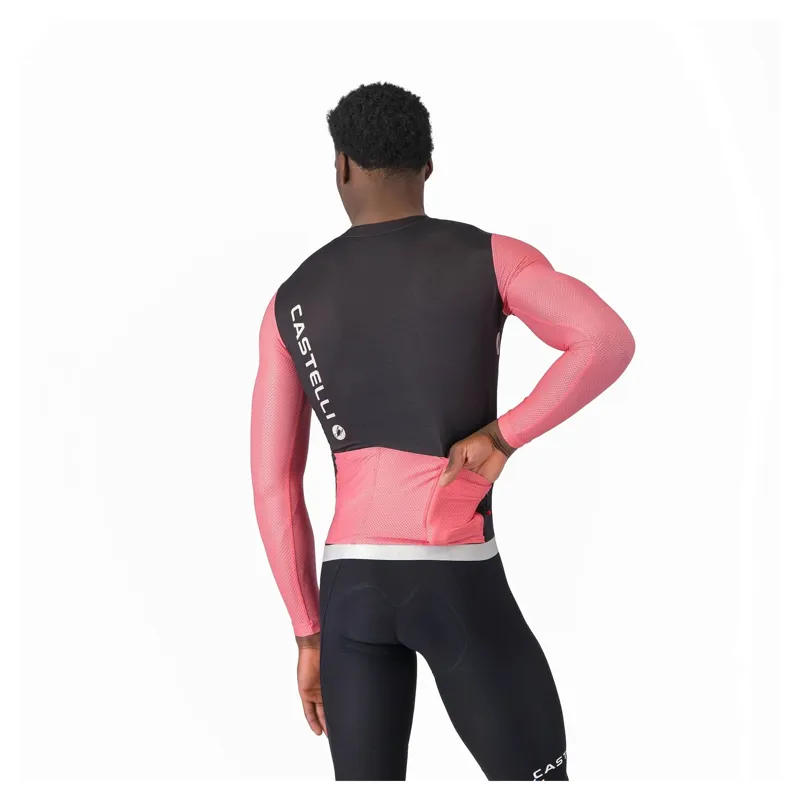 Castelli Corretto Men's Long Sleeve Jersey - Black/Rosa Giro/Silver Moon-1
