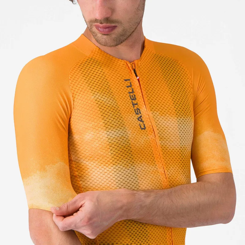 Castelli Climber's A/C Men's Short Sleeve Jersey - Vivid Orange/Smoky Grey-3