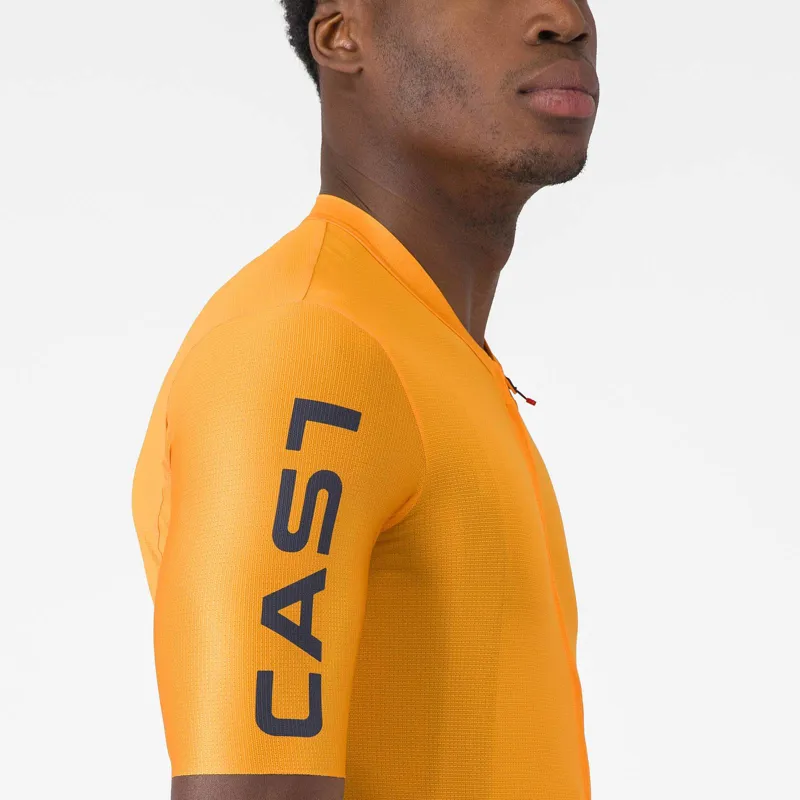 Castelli Entrata Apex Men's Short Sleeve Jersey - Vivid Orange/Twilight Blue-2