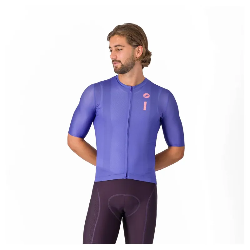 Castelli Drittone Logo Men's Short Sleeve Jersey - Ultraviolet/Rosa Giro