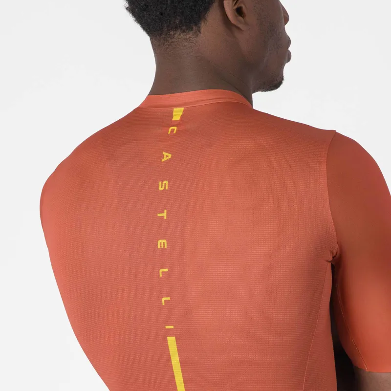 Castelli Drittone Logo Men's Short Sleeve Jersey - Paprika/Mango Mojito-3