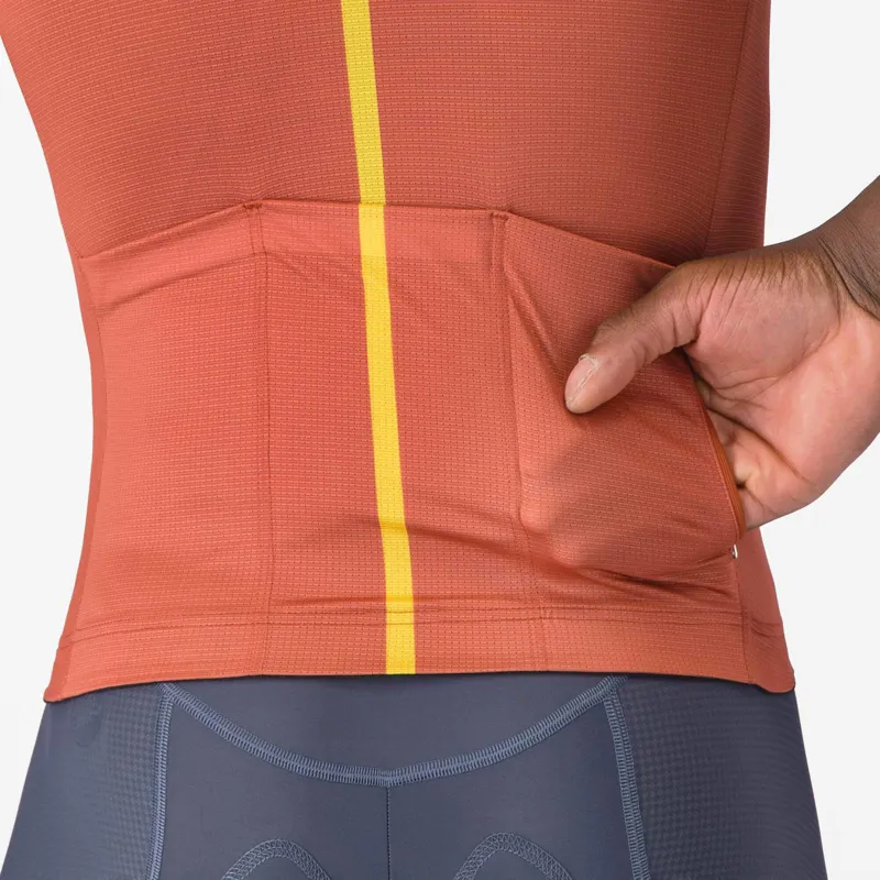 Castelli Drittone Logo Men's Short Sleeve Jersey - Paprika/Mango Mojito-4