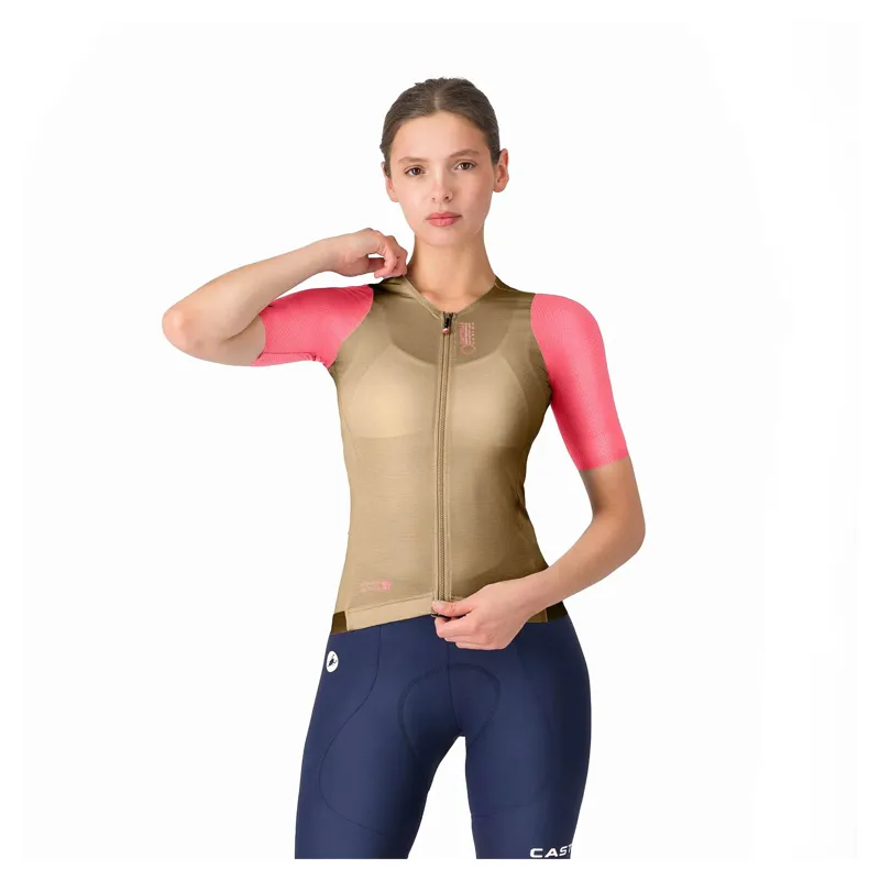 Castelli Corretto Women's Short Sleeve Jersey - Elmwood/Rosa Giro