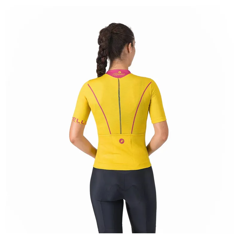 Castelli Anima Flow Women's Short Sleeve Jersey - Mango Mojito/Violet Pink-1