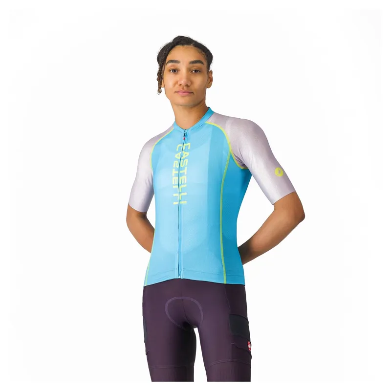 Castelli Unlimited 2 Women's Short Sleeve Jersey - Neon Blue/Purple Mist
