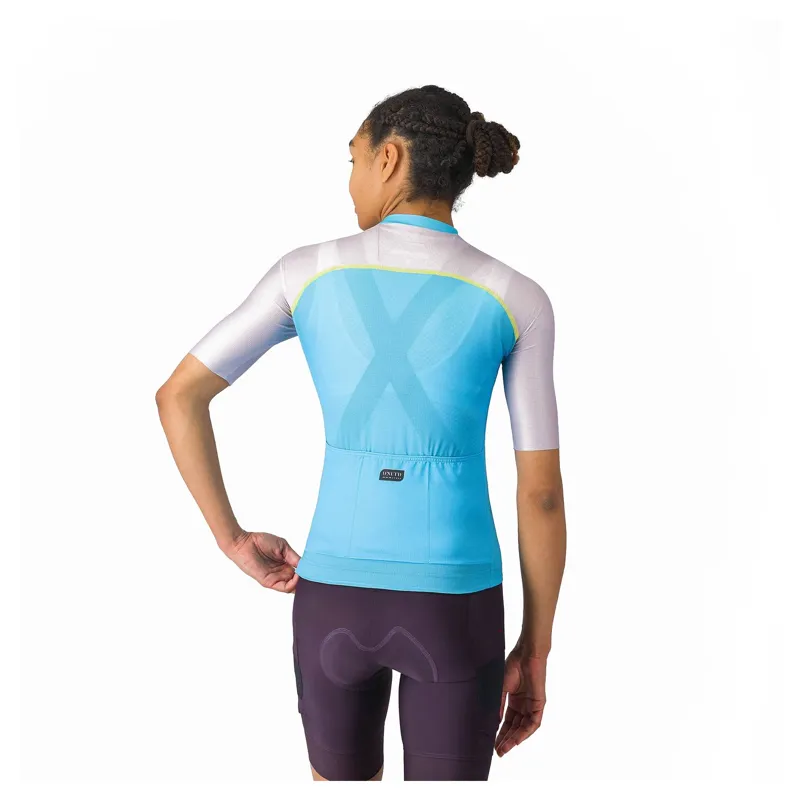 Castelli Unlimited 2 Women's Short Sleeve Jersey - Neon Blue/Purple Mist-1