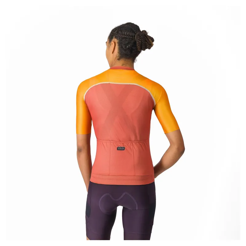 Castelli Unlimited 2 Women's Short Sleeve Jersey - Paprika/Vivid Orange/Winter Sky-1