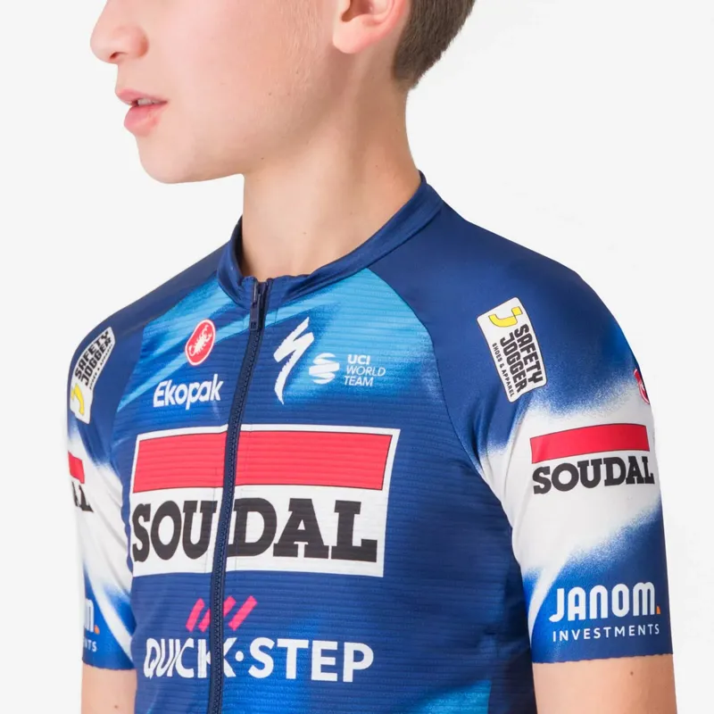 Castelli Soudal Quick-Step Aero Kids Short Sleeve Jersey - Blue/Red-2