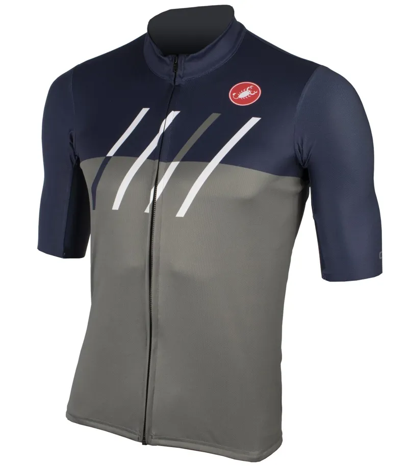 Castelli Traguardo Squadra Short Sleeve Jersey FZ - Blue Version
