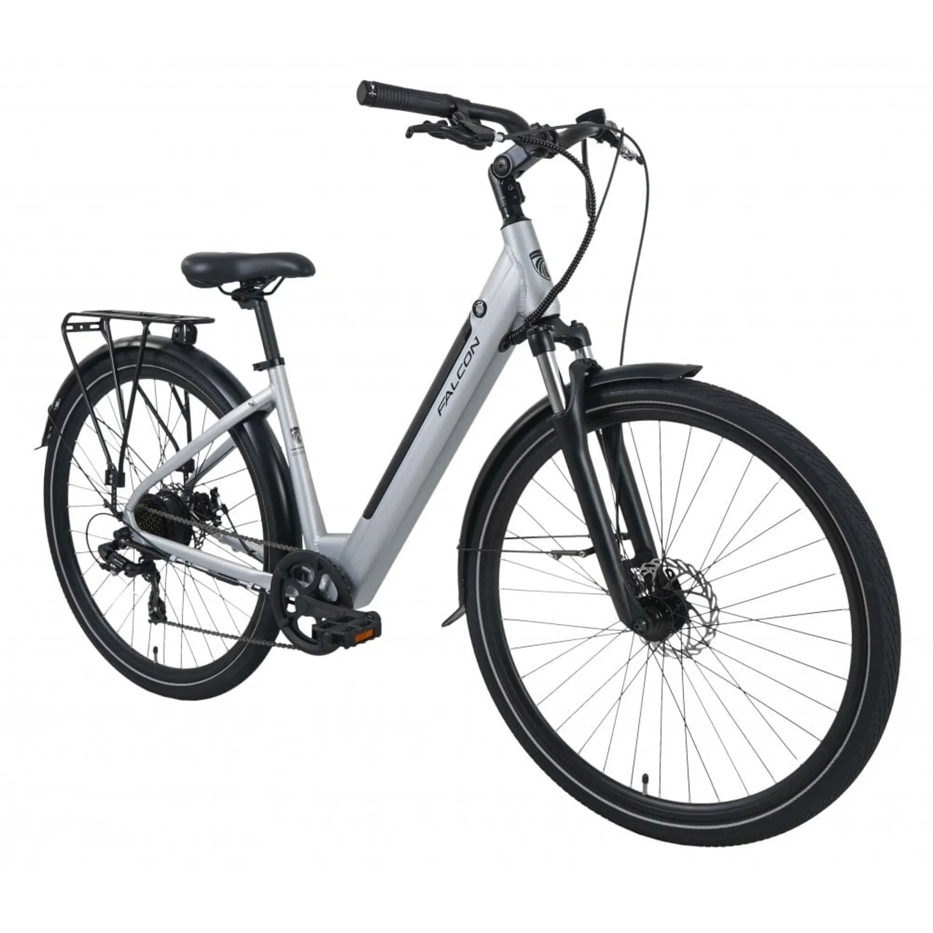 Falcon Horizon Low Step 2024 Women's Electric Hybrid Bike Silver