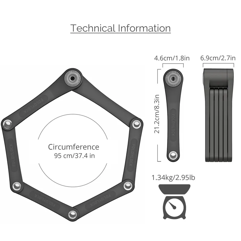 Seatylock Foldylock Classic Silver Rated Folding Bike Lock - Black-5