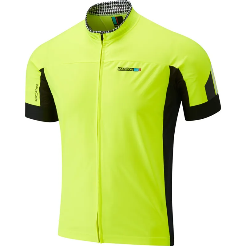 Madison RoadRace Windtech Short Sleeve Jersey - Hi Viz Yellow/Black
