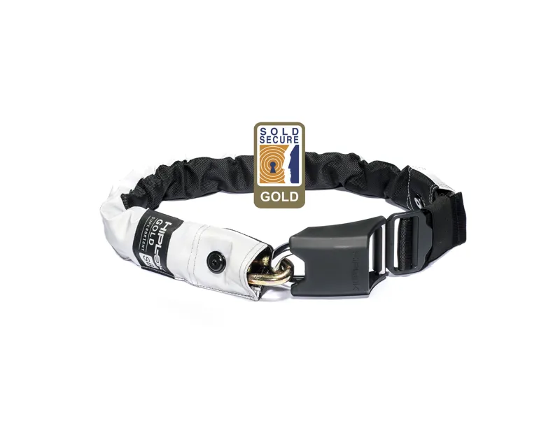 HipLok GOLD Wearable Chain Lock Gold Sold Secure - Hi-Viz -10mm x 85cm
