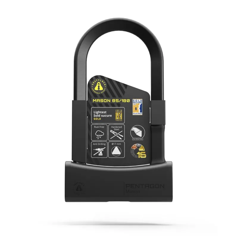 Seatylock UM85/180 Mason Gold Rated U Lock - 180mm Black-8