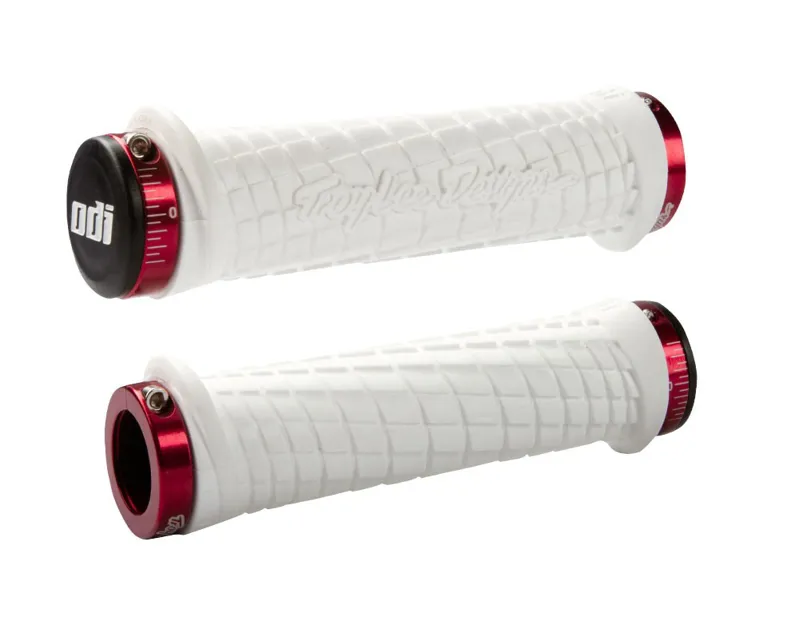 ODI Troy Lee Designs MTB Lock-On Grips - 130mm - White/Red