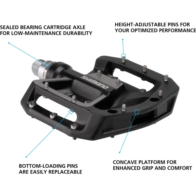 Shimano GR500 Flat MTB Pedals - 9/16 inch - Black-6