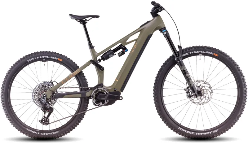 Cube Stereo Hybrid One77 HPC TM 2025 Electric MTB - Dusty Olive/Gold