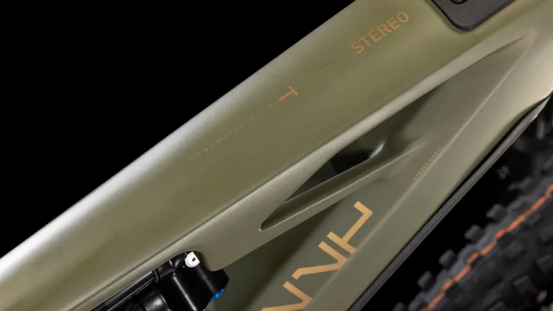 Cube Stereo Hybrid One77 HPC TM 2025 Electric MTB - Dusty Olive/Gold-2