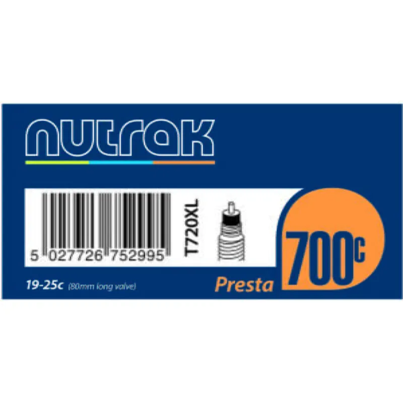 Nutrak 700 x 19-25c Presta 80mm Long Valve Inner Tube