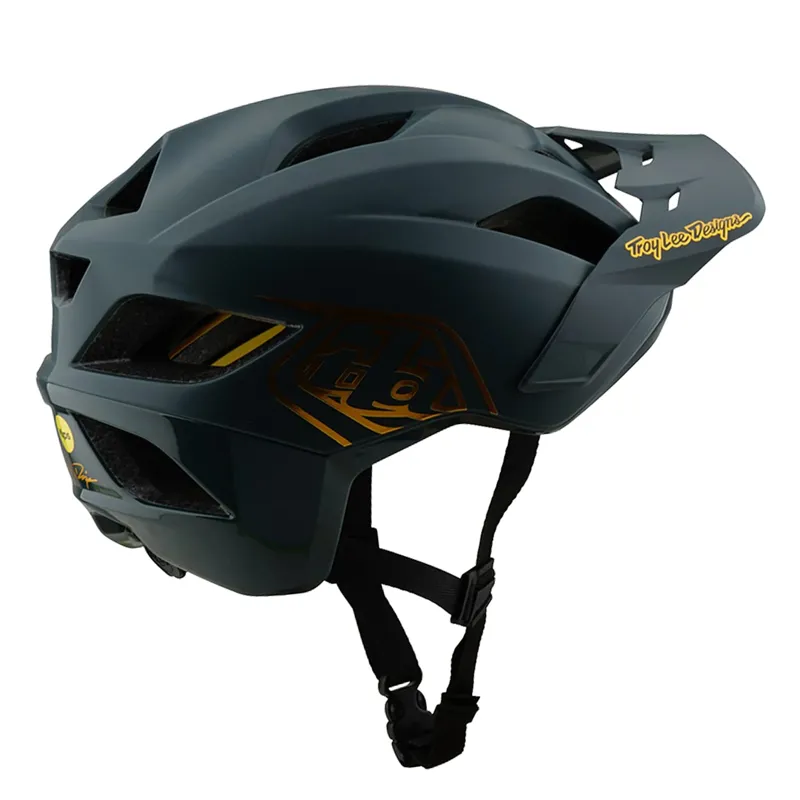 Troy Lee Designs Flowline Mips MTB Helmet - Point Grey/Gold-1