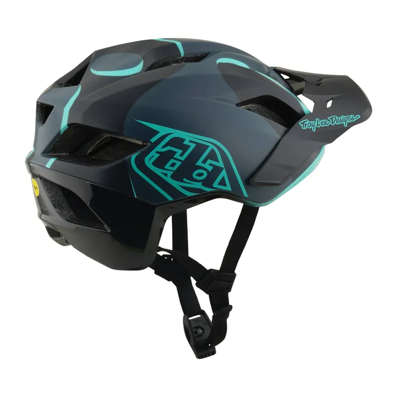 Troy Lee Designs Flowline SE MIPS MTB Helmet - Badge Carbon/Real Teal-5