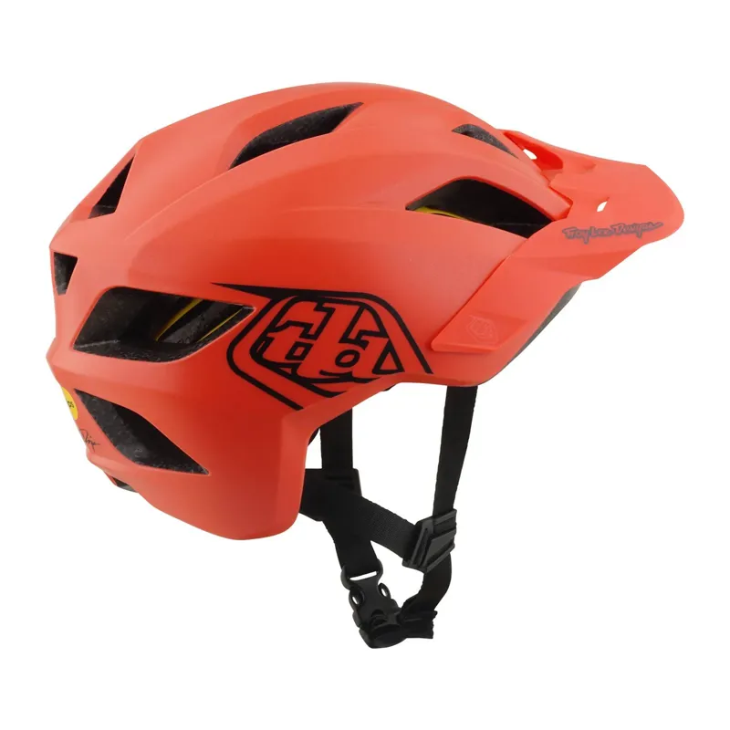 Troy Lee Designs Flowline MIPS Youth Helmet - Point Coral/Charcoal-3