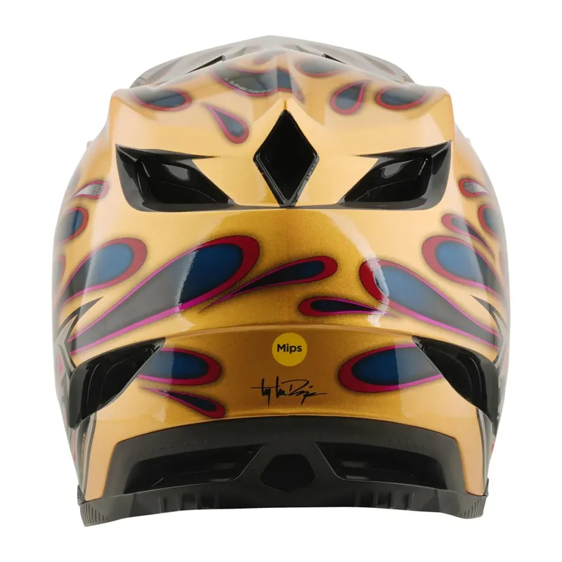 Troy Lee Designs D4 Carbon Mips Full Face Helmet - Overspray Gold/Black-6