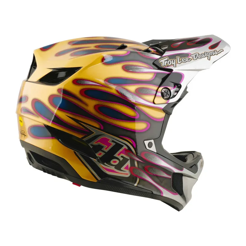 Troy Lee Designs D4 Carbon Mips Full Face Helmet - Overspray Gold/Black-5