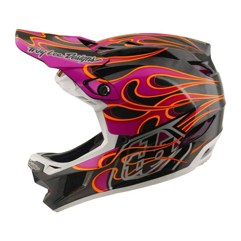 Troy Lee Designs D4 Carbon Mips Full Face Helmet - Torched Carbon/Magenta-2