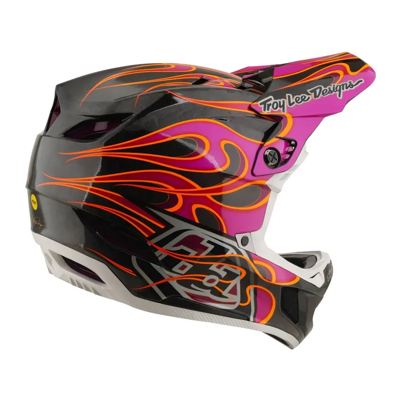 Troy Lee Designs D4 Carbon Mips Full Face Helmet - Torched Carbon/Magenta-5