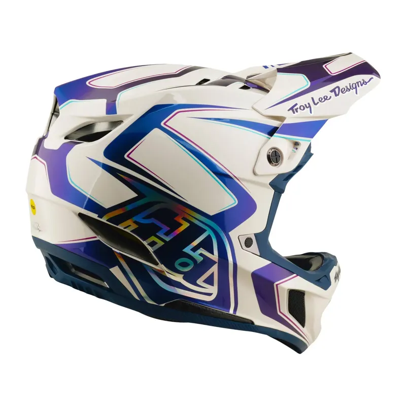 Troy Lee Designs D4 Composite MIPS Full Face Helmet - Flared White/Indigo-5