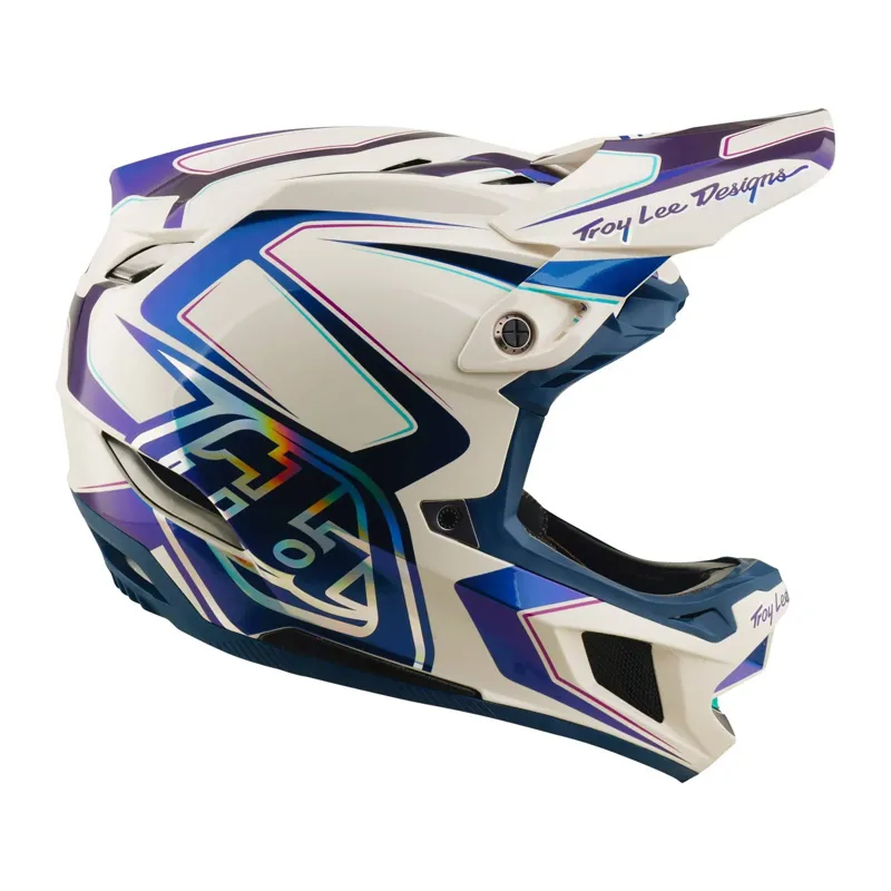 Troy Lee Designs D4 Composite MIPS Full Face Helmet - Flared White/Indigo-3