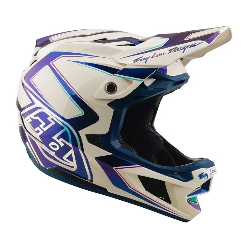 Troy Lee Designs D4 Composite MIPS Full Face Helmet - Flared White/Indigo-1