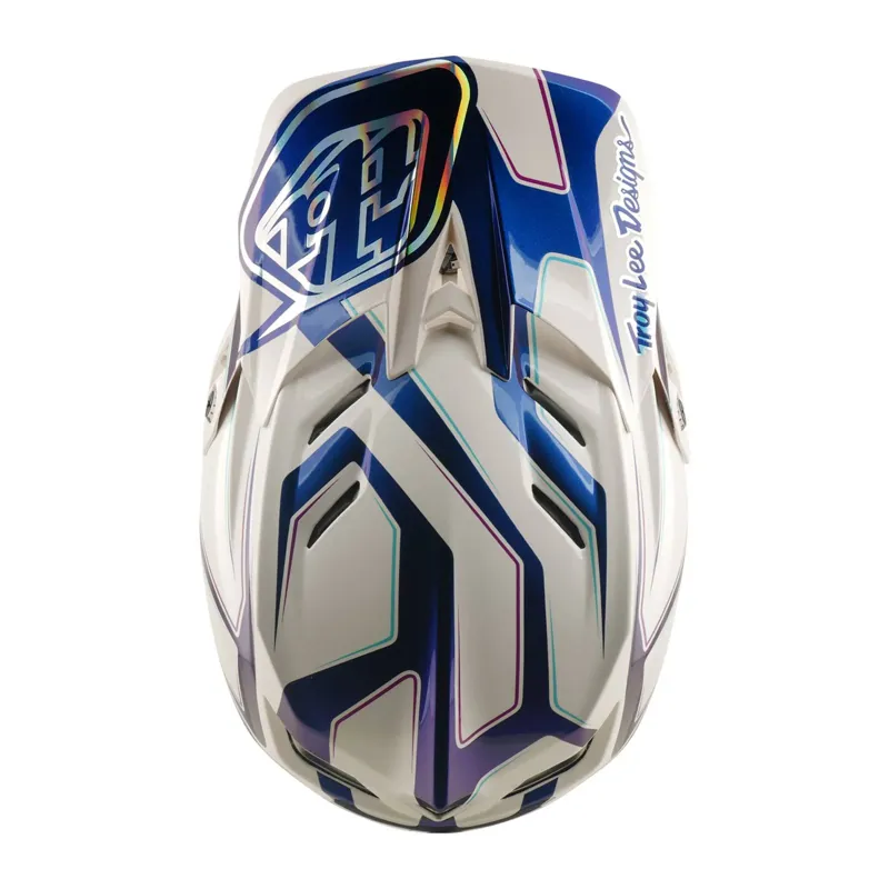 Troy Lee Designs D4 Composite MIPS Full Face Helmet - Flared White/Indigo-7