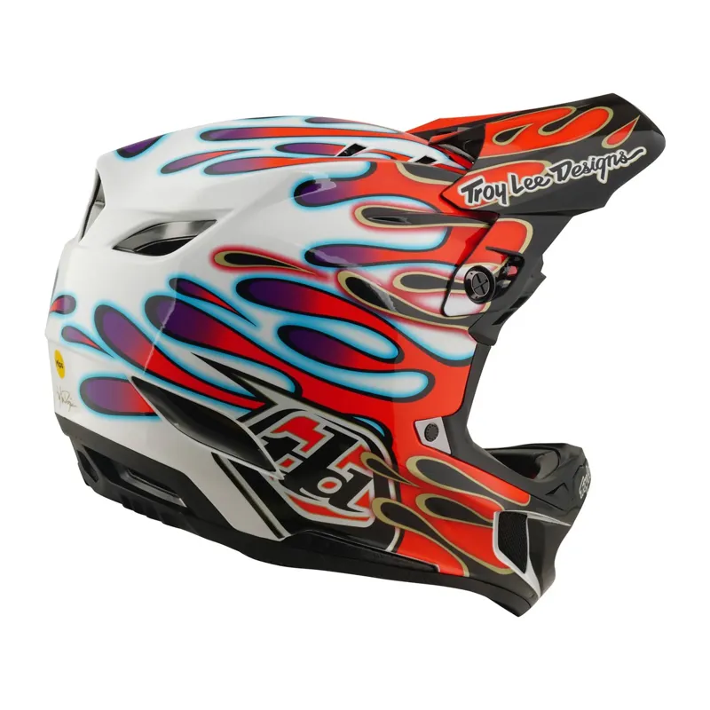 Troy Lee Designs D4 Composite MIPS Full Face Helmet - Overspray White/Red-5