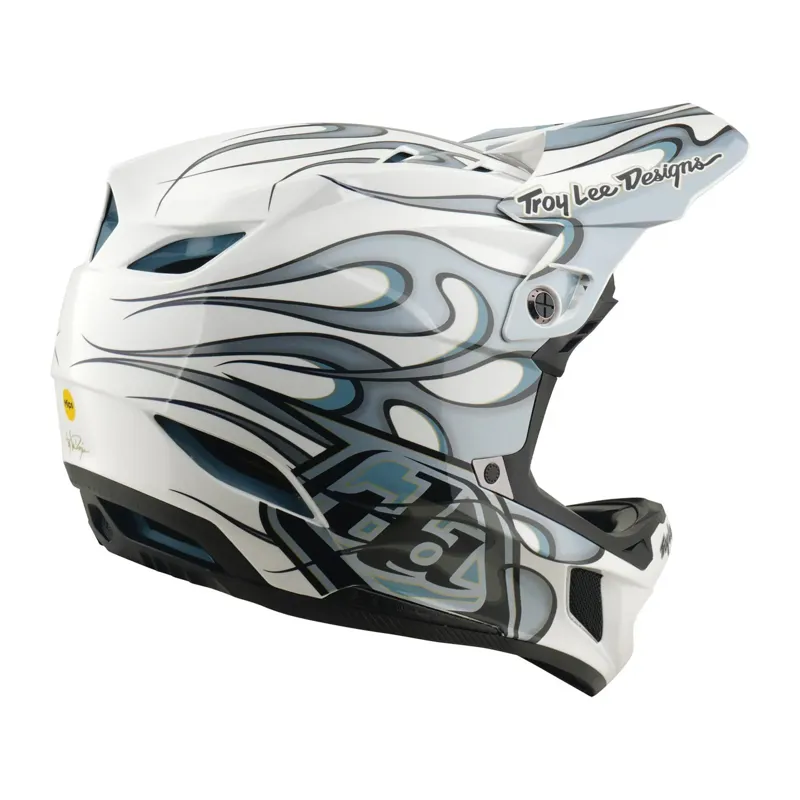 Troy Lee Designs D4 Composite MIPS Full Face Helmet - Torched White/Silver-5