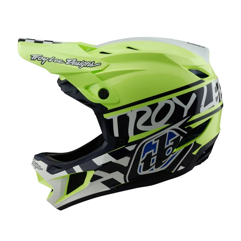Troy Lee Designs D4 Polyacrylate Mips Full Face Helmet - Fifty-50 Navy/Glo Yellow