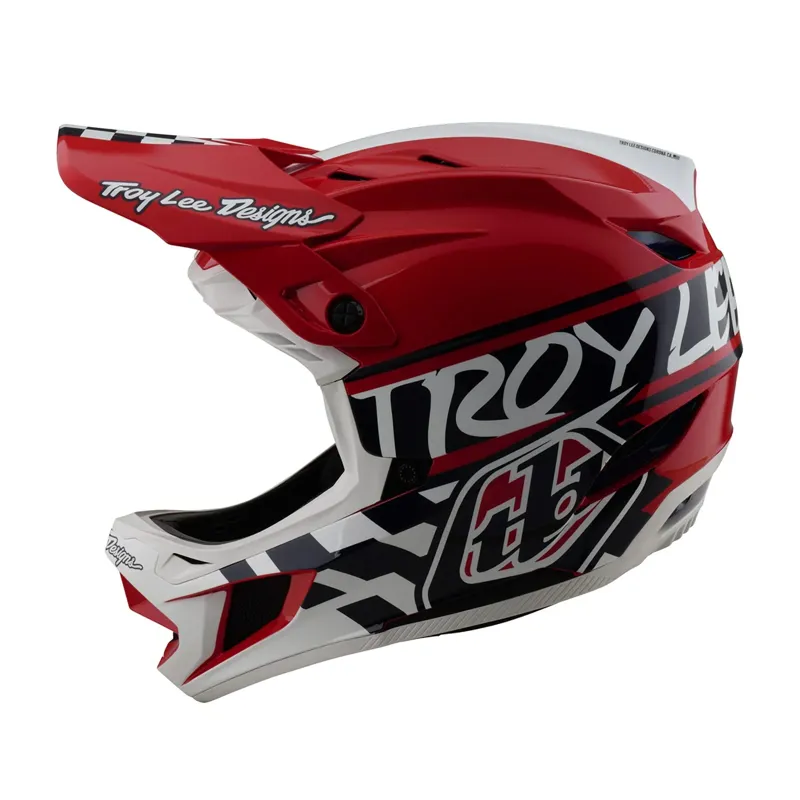 Troy Lee Designs D4 Polyacrylate Mips Full Face Helmet - Fifty-50 White/Red