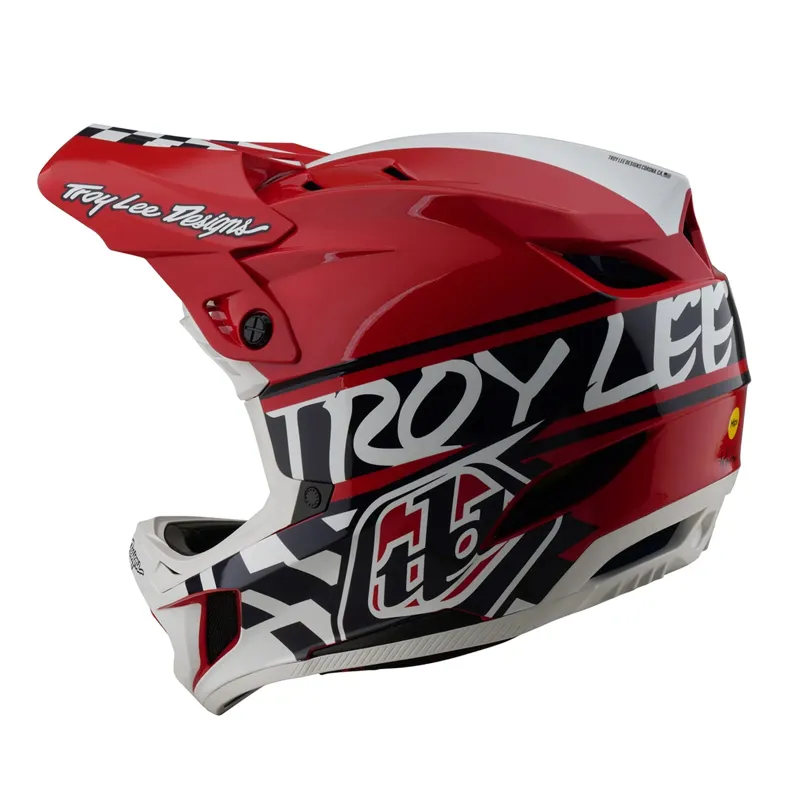 Troy Lee Designs D4 Polyacrylate Mips Full Face Helmet - Fifty-50 White/Red-4