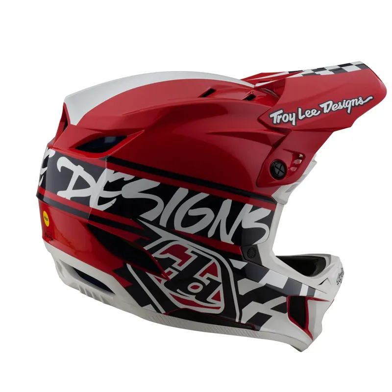 Troy Lee Designs D4 Polyacrylate Mips Full Face Helmet - Fifty-50 White/Red-5